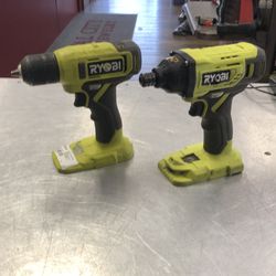 1003 Ryobi PCL201 18v Lithium Ion 1/2” Drill Driver & 1/4” Hex Impact Driver (Tools Only) 536304