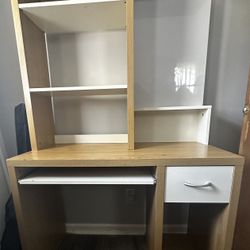 IKEA desk with slide out keyboard, storage drawer and magnetic whiteboard