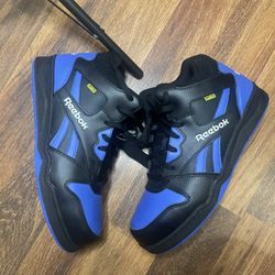 REEBOK BB4500 WORK MEN'S HIGH TOP WORK SNEAKER CUSHGUARD BLACK/BLUE BOOTS RB4166
