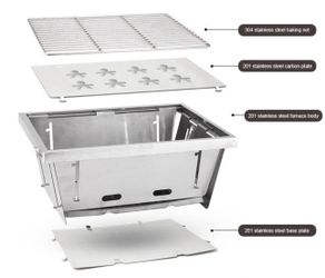 Brand New Foldable Stainless Steel BBQ Grill Portable Charcoal Stove Camping Tailgating Picnic Beach Travel Outdoor