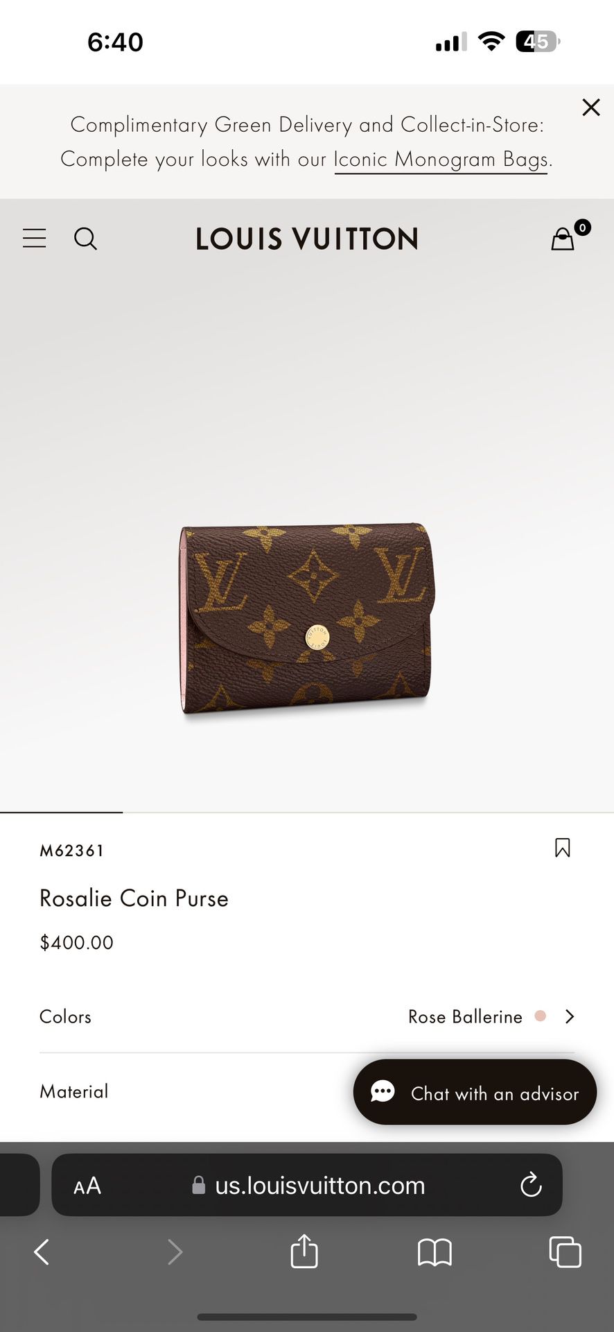 L.V.  Rosalie Coin Purse  ( Brown) 