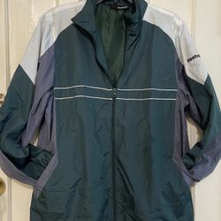 Reebok Mens Sz L Performer Jacket Water Resistant Lightweigt Lined Windbreaker