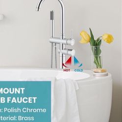 Brewst Contemporary Freestanding Polished Chrome Bathtub Filler Faucet and Handheld Shower Sh46