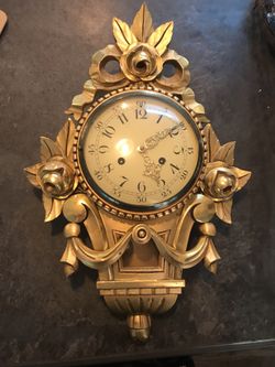 Swedish Antique Mid Century Gilt Wall Clock