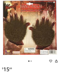 New Werewolf Faux Fur Hand Patches - costume 