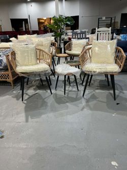 M-New 3 Piece Patio Bistro Set, Outdoor Wicker Apartment Balcony Furniture Sets, Rattan Table and Chairs Set of 2 for Porch Backyard Lawn Poolside Dec