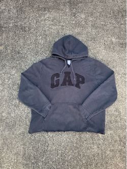 Gap cropped grey hoodie with black logo Size XL
