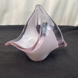 Vintage Hand Blown Glass Purple Violet Pink Tones Basket Style Tealight Candle Holder (Antique Glass Basket)