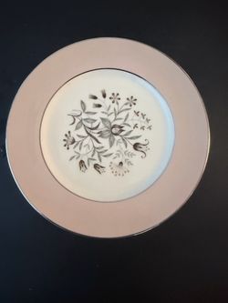 Flintridge Woodsong Cocoa Rose Floral with Pink Band, complete set