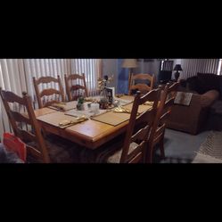 Not at Pine dining room set with six chairs and hutch