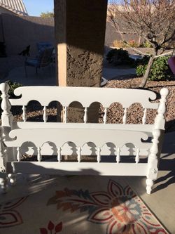 White Wood Full Size Bed Frame Newly Painted