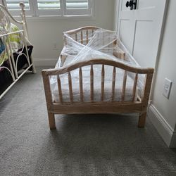 Solid Wood Childs Bed. Poplar,light Wood With Mattress. In Great Shape. Very Sturdy.$50
