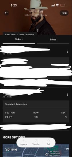 Carin Leon Sphere ticket 9/11