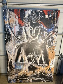 60”x40” Ikonick “perfect zen” Canvas Art Featuring A Graffiti Buddha