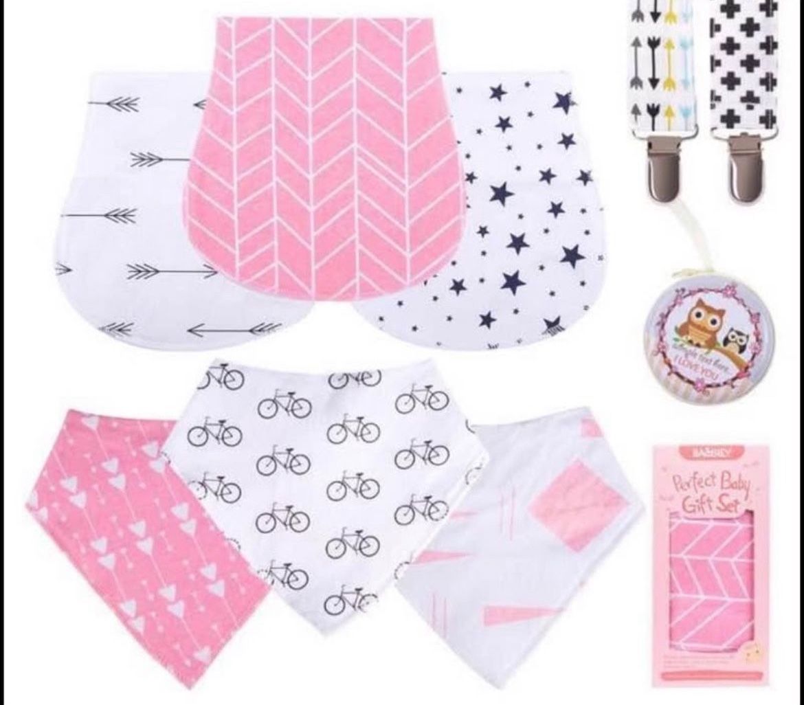 3 Pack Bib Set with Snap 3 pack Muslin Burp Cloths for Baby girl