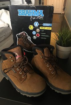 Waterproof steel toe work boots for women