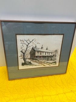 Signed Shelley Handpainted Farmhouse Artwork