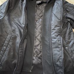 Guess Mens Black Long-Sleeve Warm Winter Bomber Jacket Coat Size XL