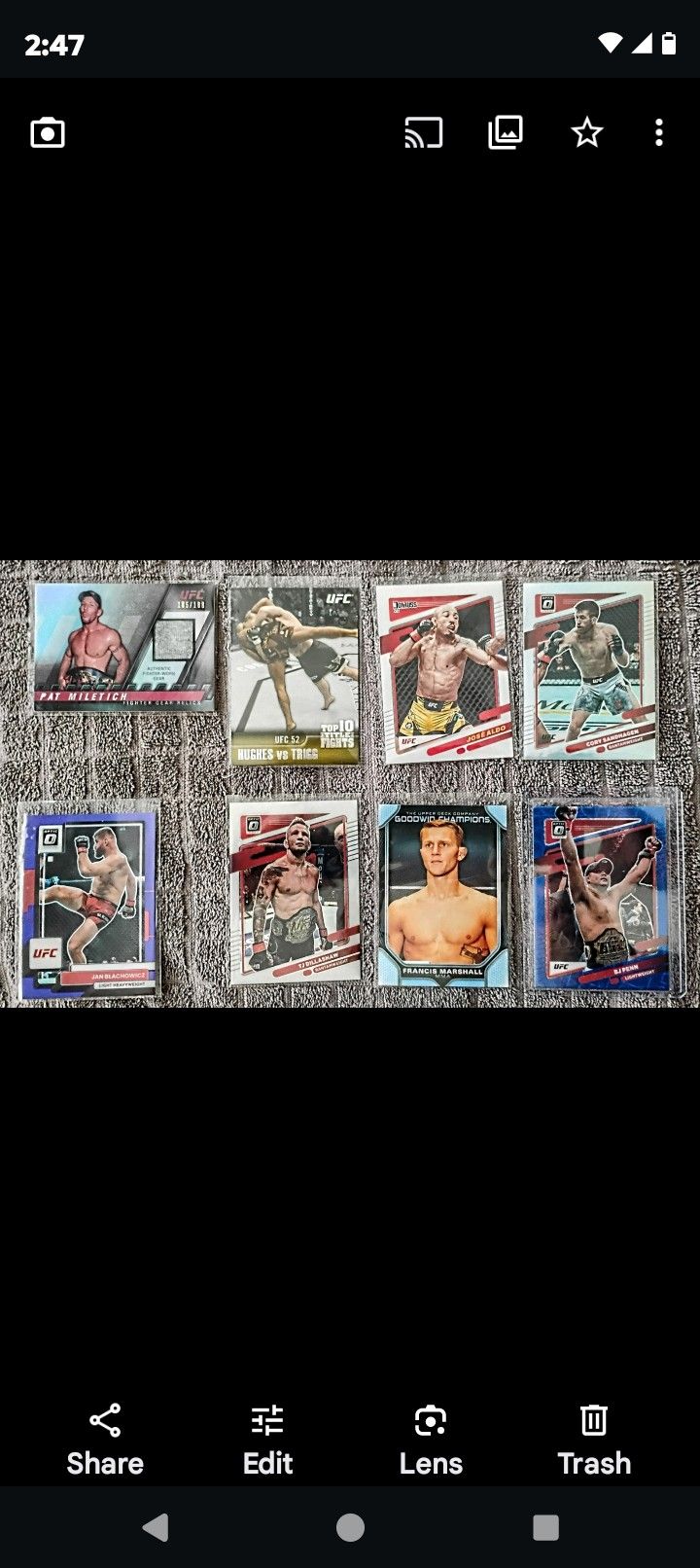 UFC top fighters of all time, auto/patch/silver/chrome 8 card lot