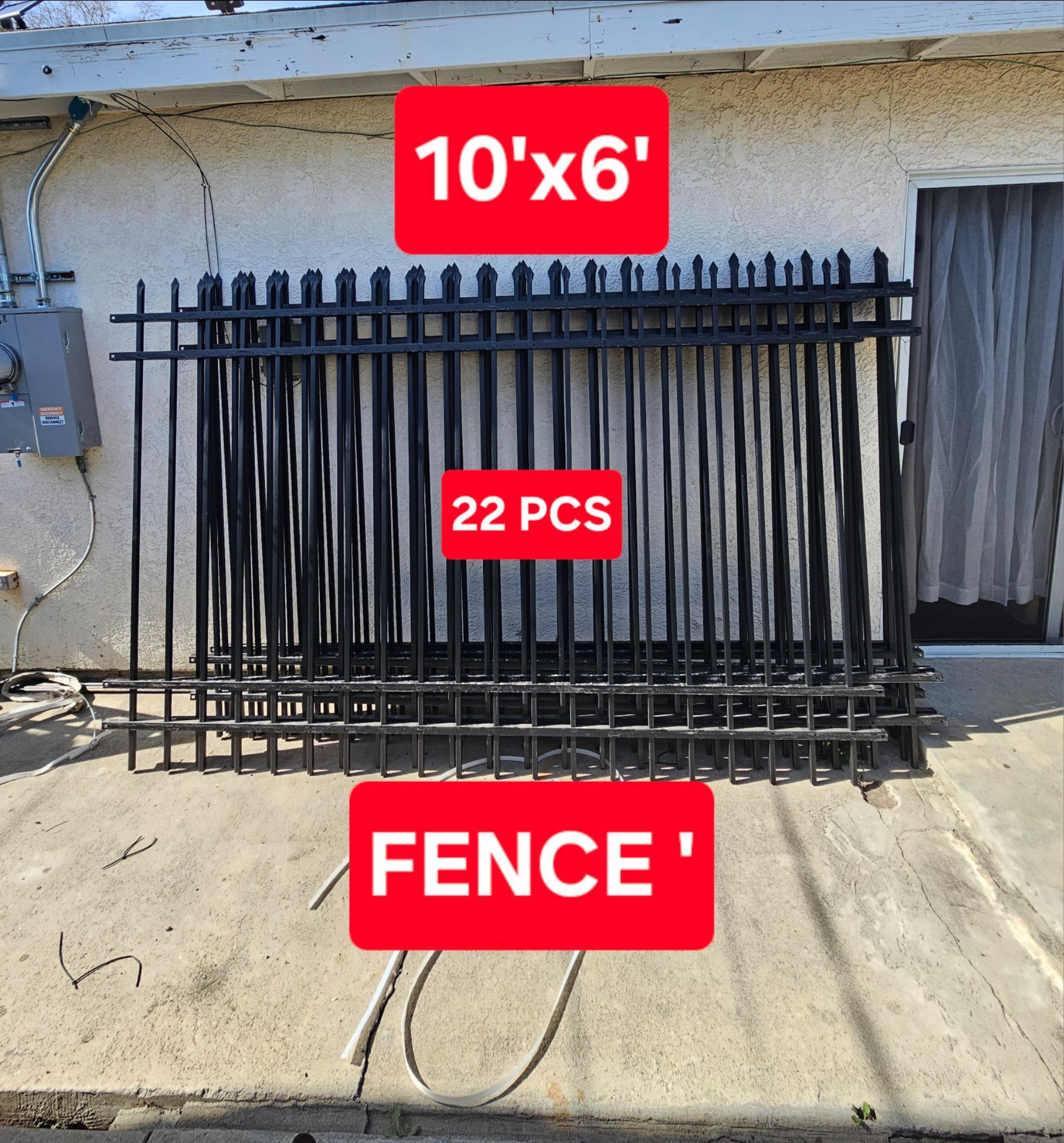 EACH FOR SALE BRAND NEW FENCES 10'X6' POST AND HARDWARE INCLUDED
POWDER COATED SURFACE BLACK
EASY TO INSTALLED
HARDWARE AVAILABLE
IDEAL FOR HOUSE,LA