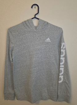 Adidas - Hooded Shirt - Long Sleeve - Youth: Medium - Cotton / Polyester - Heather Gray