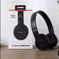 Stereo Bluetooth Headphones P47 5.0 Bluetooth Headset Foldin g Series Wireless Sports Game Headset Color@@Black