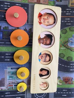 Lovevery Wooden Circle Shape Color Expression Kid Face Matching Game Montessori Toy @used@