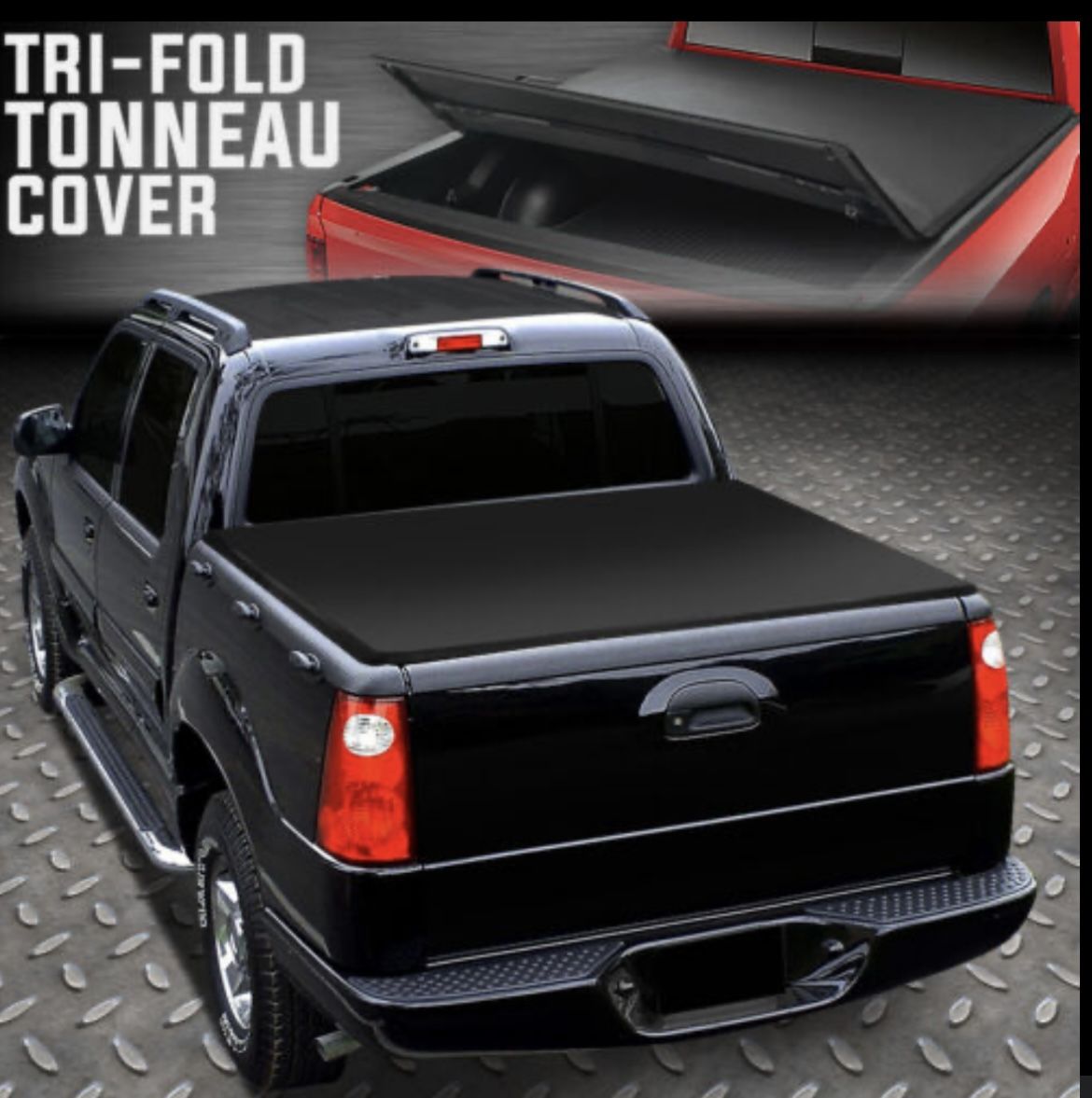 2001 to 2005 Ford Explorer Sport Trac 4.2ft Truck Bed Soft Tri-Fold Adjustable Tonneau Cover Cobertor para cama de Troca suave de Tres Pliegues Adjus