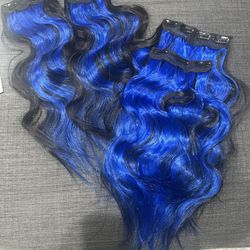 Black And Blue 20” Hair Extensions 