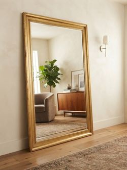 Large Beautiful Antique Gold Craquelure Floor Mirror – Stunning Statement Piece