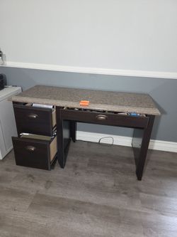 Dark Wood Office Desk with Drawers