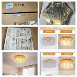 Crystal Flush Mount Ceiling Light Gold
