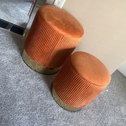 Burnt Orange Stools W/ Storage 
