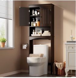 Gizoon Over the Toilet Storage Cabinet with Adjustable Shelf, Espresso