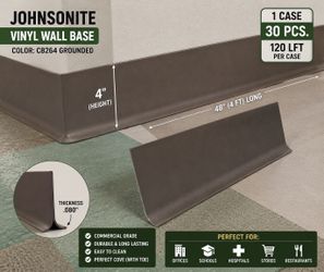 1200 sq ft. L🔥 Johnsonite Vinyl Wall Base 4” x 4’ – Commercial Grade 🔥  Brand New – Premium Commercial Vinyl Baseboard  Upgrade your commercial or r