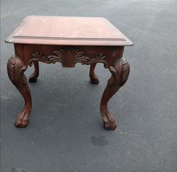Carved Wood End Table with Claw Feet