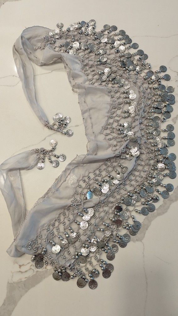 Bellydance Skirt Belt Costume Grey Silver