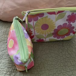 Set Of 2 Floral Clinique Cosmetic Cases