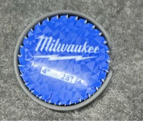 Coaster Set with Holder: Milwaukee 4" 28T Circular Saw Blades