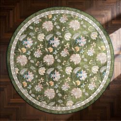 jinchan Elora 8ft Washable Round Rug, Floral Living Room Rug, Green

Vintage Romance Design, Non Slip Indoor Floor Cover, Low-Profile Throw Carpet for