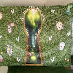 Custom Alice In Wonderland Theme Backdrop Banner 