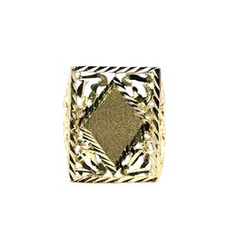 Woman’s Ladies 10k Yellow Gold Square Filigree Ring Size 9.5 GP3122284