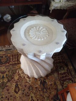 Needs To Be Gone Nice Patio Table With Pebbled Glass Cream White Color  Without Chairs Very Nice And Sturdy Moving Sale