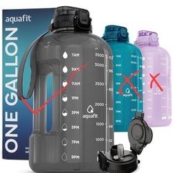 AQUAFIT 1 Gallon Water Bottle with Time Marker - BPA Free 128 oz Water Bottle with Straw, Gym Water Bottle with Handle, 1 Gallon Water Jug, Big Water 