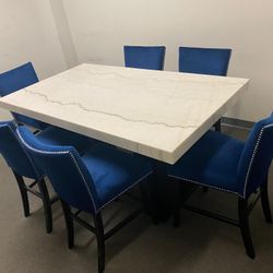 !brand New Marble Dining Set 7 Piece 