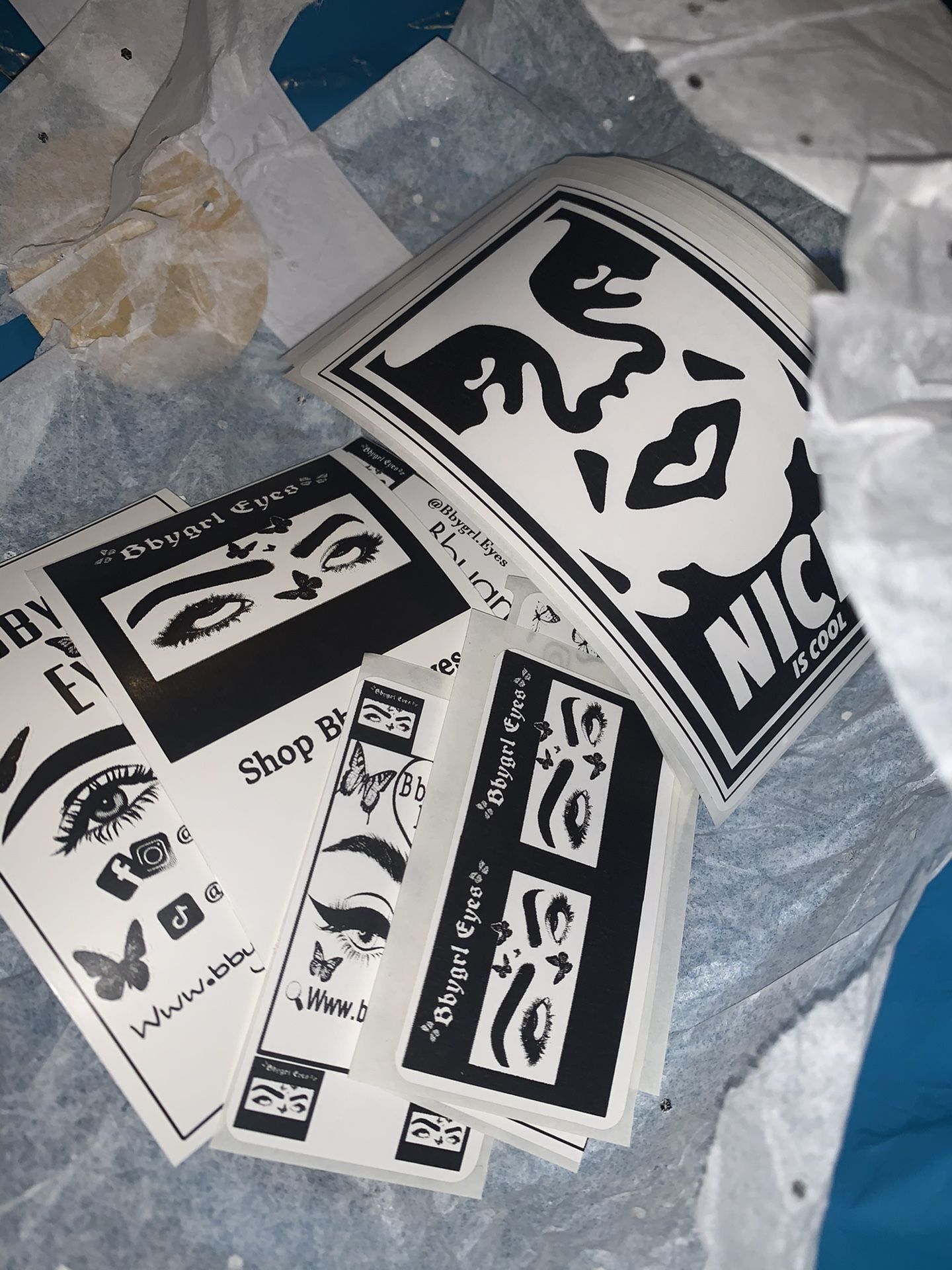 Custom stickers and labels and business cards