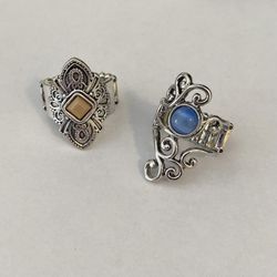 Paparazzi Silver and Blue Rings with Intricate Designs