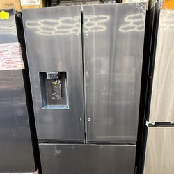 Brand new Samsung 31 cu. ft. Mega Capacity Standard Depth 3-Door French Door Refrigerator in Matte Black Steel with Four types of ice