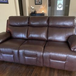 Leather Couch And Recliner Heated With Massage 