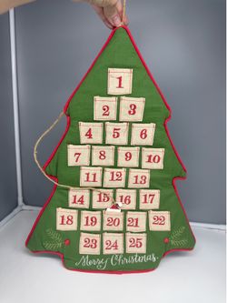 Christmas tree-shaped advent calendar numbered pockets holiday count down